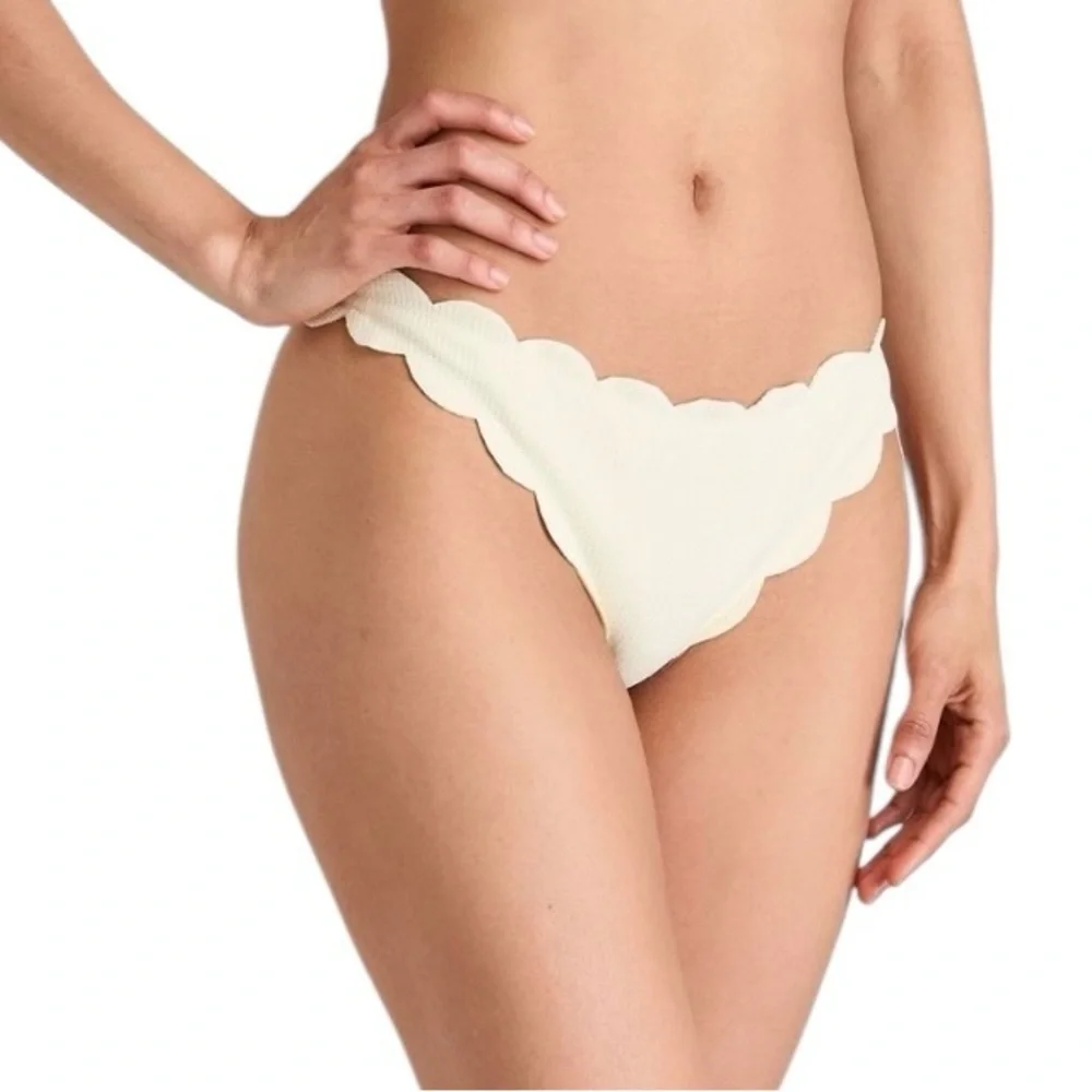 NWT Marysia Bikini Bottom North Scalloped Cream Bikini Swim Bottom Size …